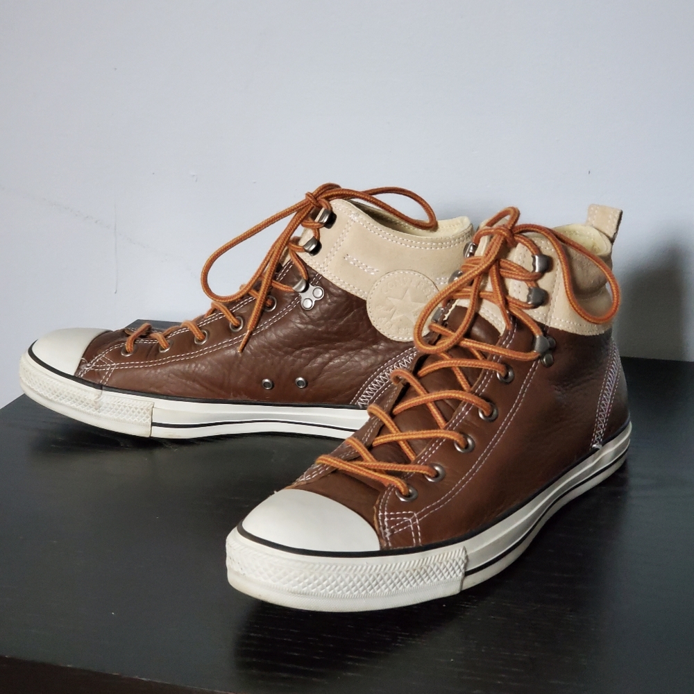 RARE! Converse leather & canvas hi-tops